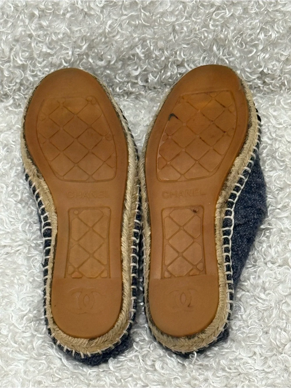 Chanel Grey and Black Tweed Espadrilles Size 38